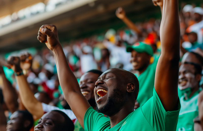 A group of Nigerian fans cheering for their national football team / © AdobeStock
