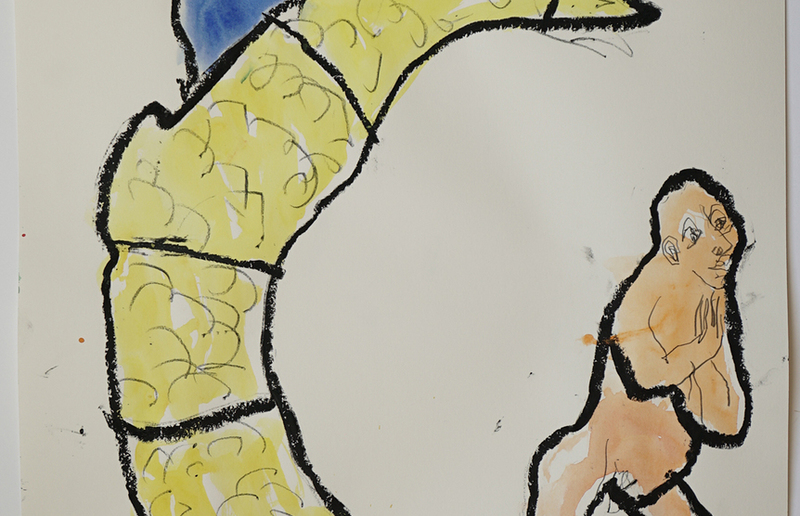 © BU: Guillaume Bruère, 13.02.2018, Ölkreide, Buntstift und Aquarell auf Papier, 70x50cm Courtesy des Künstlers